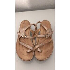Born Crown Womens Sandals Size 8 Tan Leather Comfort Strappy Buckle